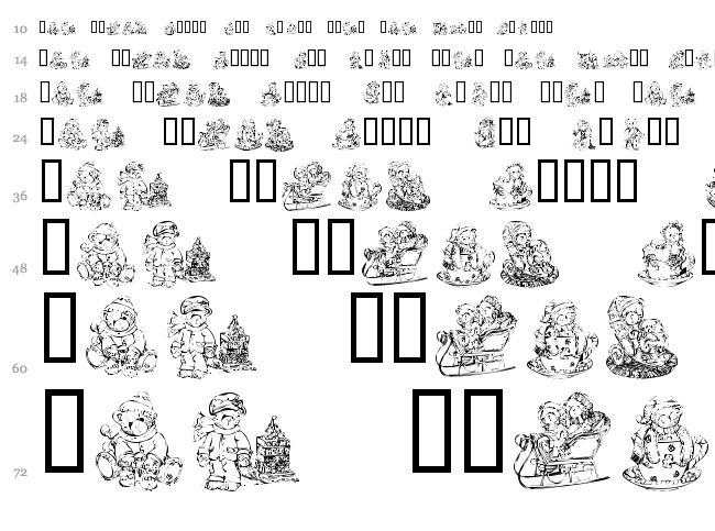 KR Holiday Teddies font waterfall